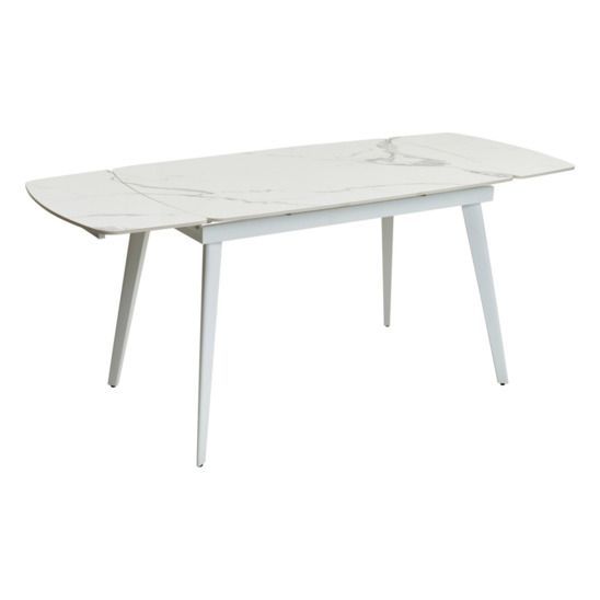 Стол Eliot 120 глянец, STATUARIO WHITE SINTERED STONE / WHITE