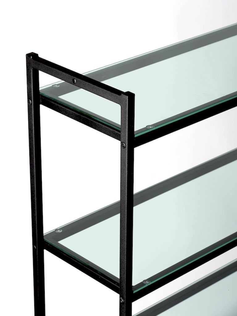 Стеллаж лофт ПС-1709Ч со стеклянными полками
