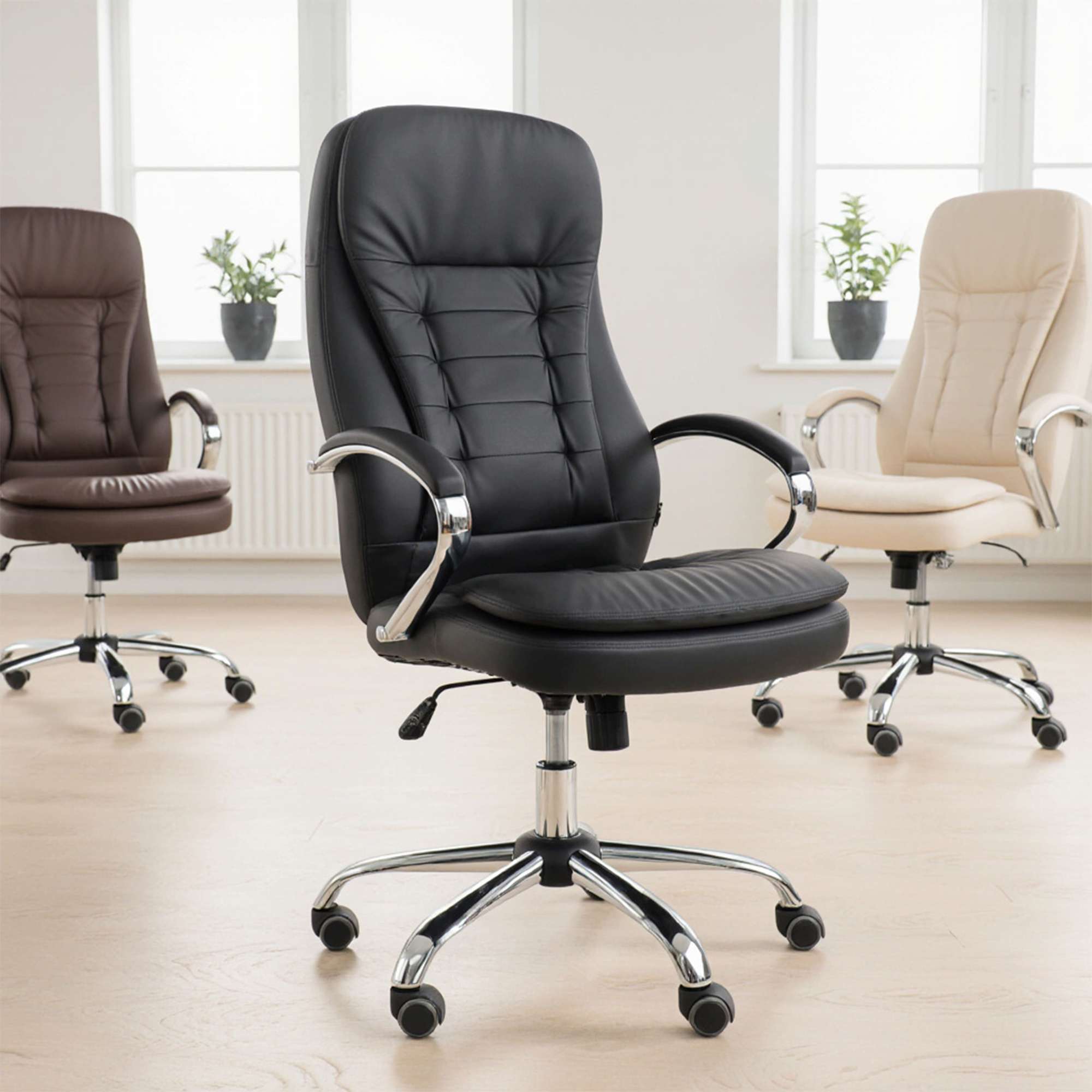 Кресло поворотное Richard New, коричневый, экокожа