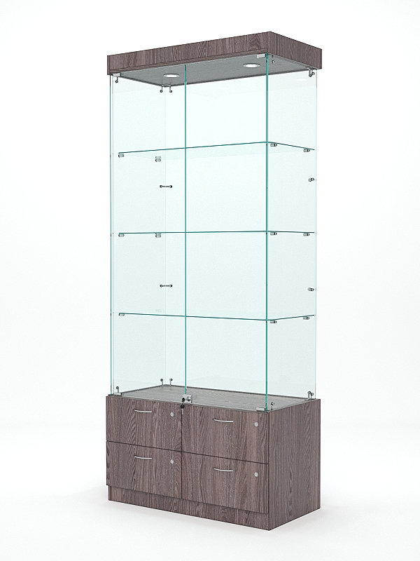 Витрина стеклянная "ХРУСТАЛЬ" №1 (с дверками, задняя стенка - стекло)