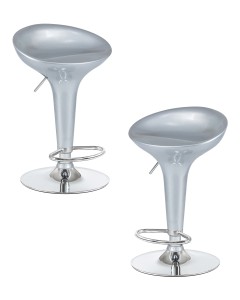 Набор 2 шт Стул барный DOBRIN BOMBA, серебряный металлик