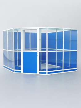 Павильон торговый из профиля угловой №8г, Делфт голубой U525 ST9 + Белый