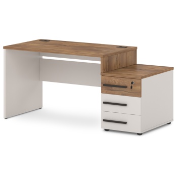 Стол с опорной тумбой T-24л/пр Лавана - Lavana цвет Таксония медовая и Бежевый песок