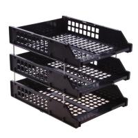 Лотки горизонтальные для бумаг, КОМПЛЕКТ 3 шт., 334х255х271 мм, черный, BRAUBERG GRAND OFFICE, 238109