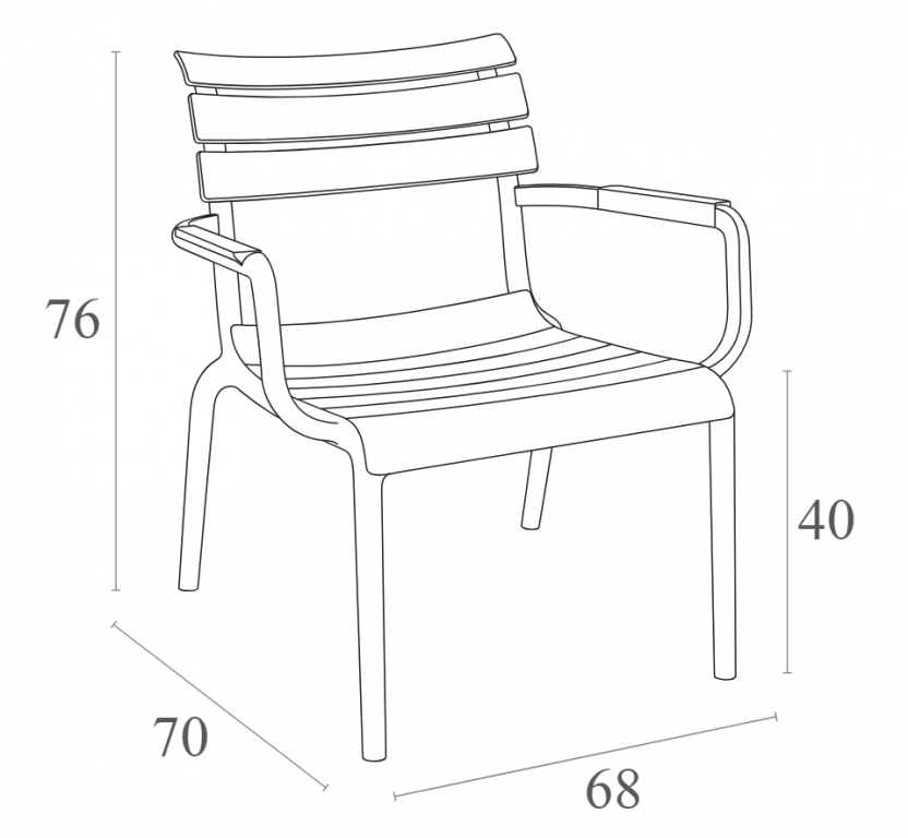Кресло лаунж пластиковое Paris Lounge темно-серый