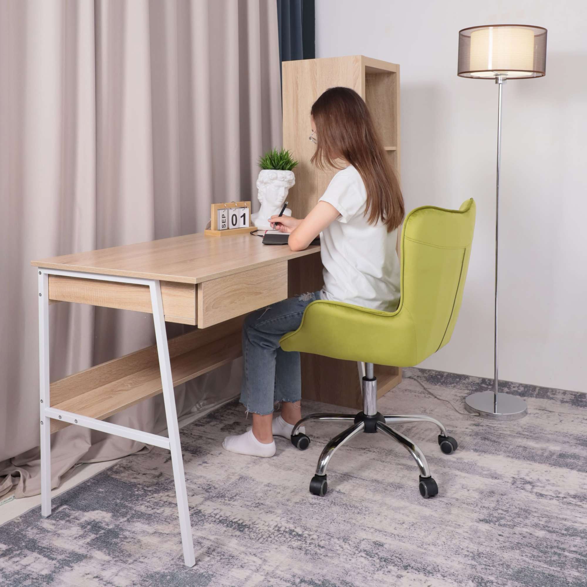 Кресло поворотное Bella, оливковый, велюр