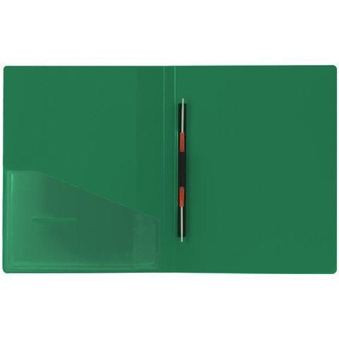 Папка с металлическим скоросшивателем и внутренним карманом BRAUBERG "Contract", зеленая, до 100 л., 0,7 мм, 221784