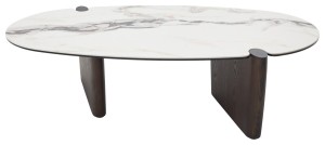 Стол кофейный ARN FENDI WHITE керамика на стекле/массив/ МДФ, облицованный дубовым шпоном ®DISAUR