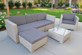 "Даллас" лаунж-зона из искусственного ротанга на 5 персон, цвет серый (К)цвет Серый