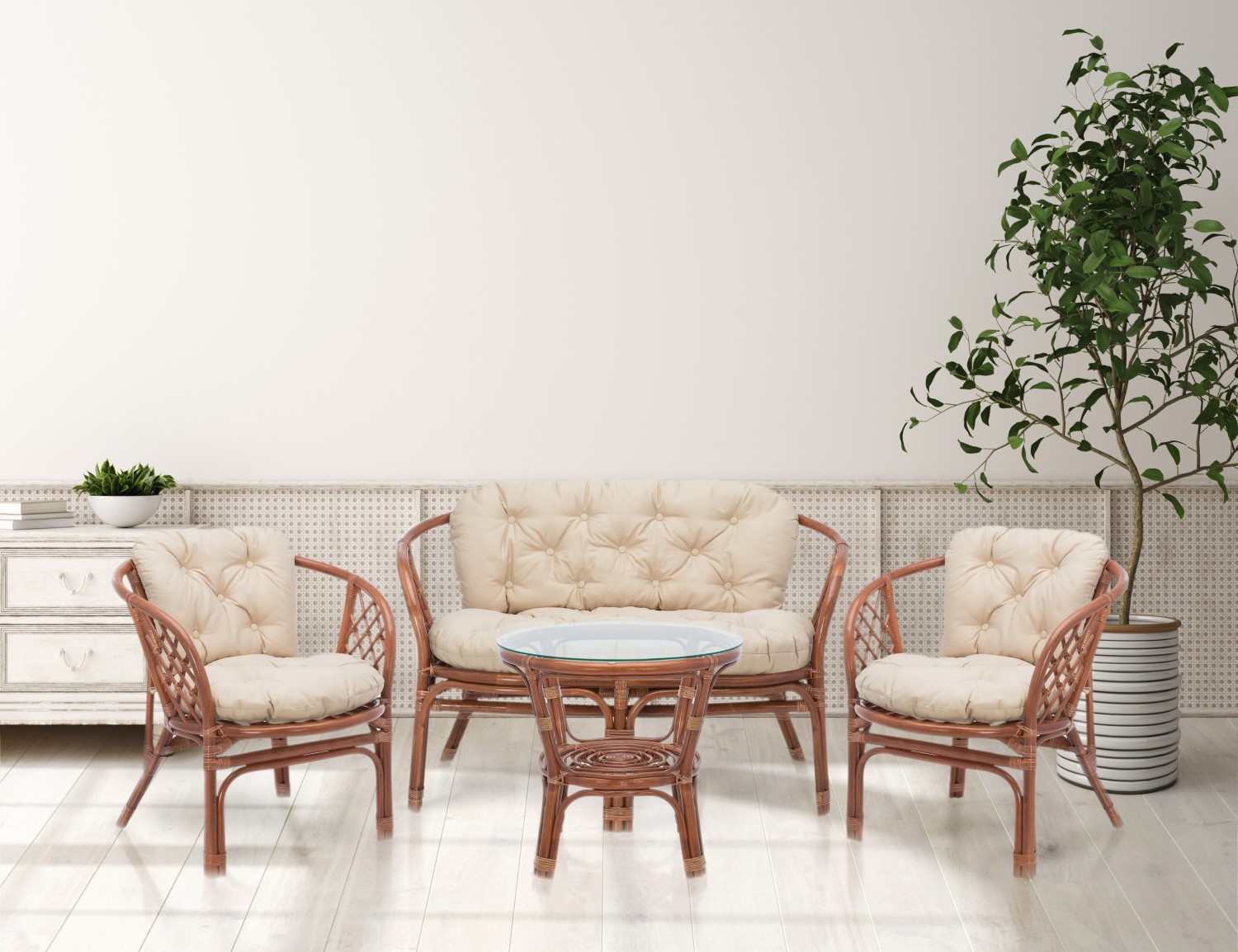 Комплект Bahama круглый стол цвет Миндаль