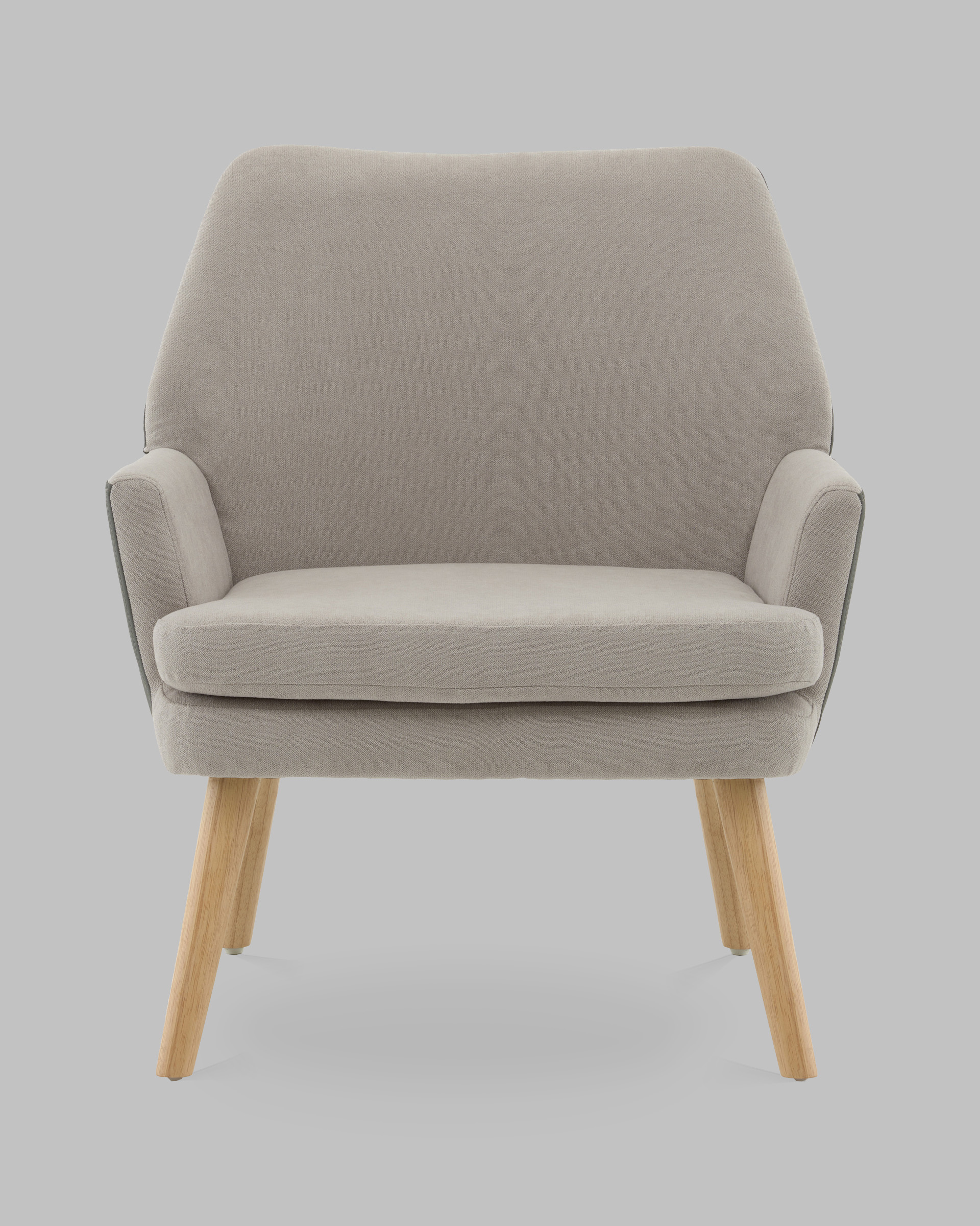 Кресло Харви серый с серой экокожей деревянные ножки