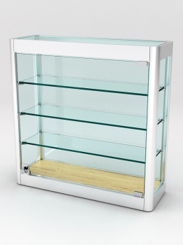 Витрина из профиля настенная "ВАЙБ ИКС" №4-3П-С-170 (задняя стенка Cтекло), Дуб Золотистый