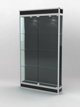 Витрина "ПРОФИЛЬ ПОДИУМ" №1-200-1 (задняя стенка - ДВП), Черный