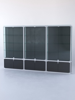 Витрина "ПРЯМОУГОЛЬНАЯ" №2-3м-200-1 (задняя стенка - ДВП), Черный