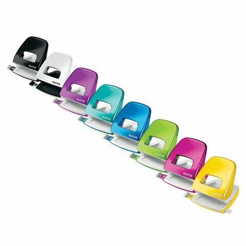 Дырокол металлический LEITZ "NeXXt WOW", до 30 листов, зеленый металлик, блистер, 50082064