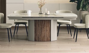 Стол БАТИСТ 200 цвет ПАТАГОНИЯ (PATAGONIA), керамика / ЛАТТЕ / ОРЕХ ЭККО