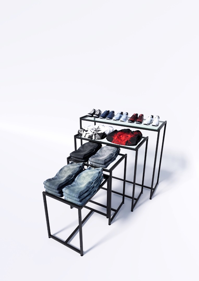 Стол TEVOLO демонстрационный черный-дуб сонома В75Ш120Г45