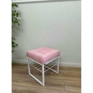 Банкетка Марсей 40-44 с полкой (светло розовый/белый)