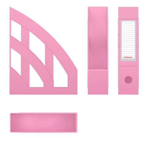 Лоток вертикальный для бумаг ERICH KRAUSE "Office-Pastel" (245х75х320 мм), розовый, 55578