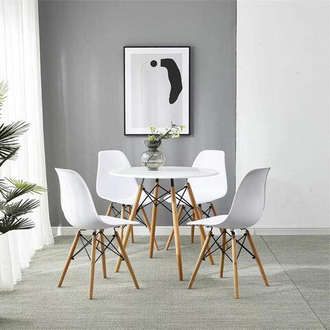 Стулья BRABIX "Eames CF-010", КОМПЛЕКТ 4 шт., пластик белый, опоры дерево/металл, 532630