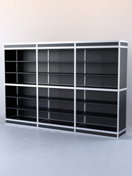 Витрина-стеллаж из ал.профиля №3-1 (3-ех метровая), Черный