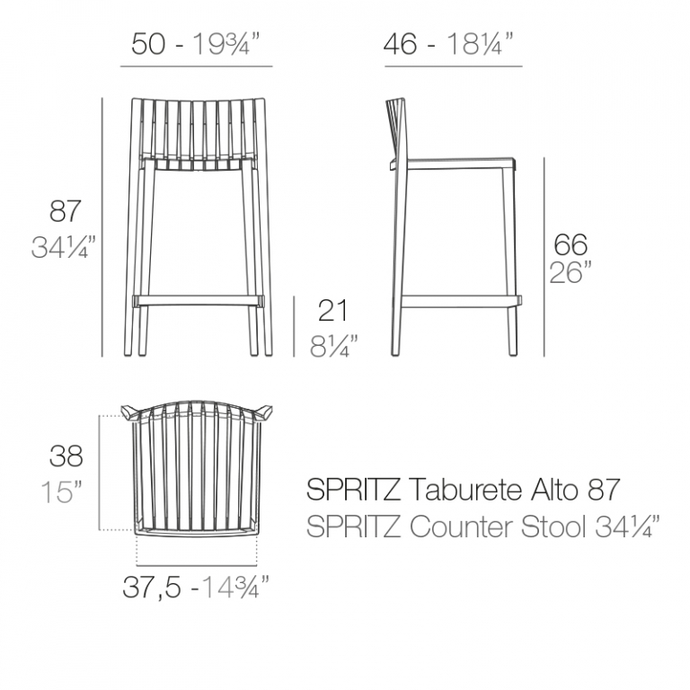 Стул пластиковый полубарный Spritz Basic бронзовый