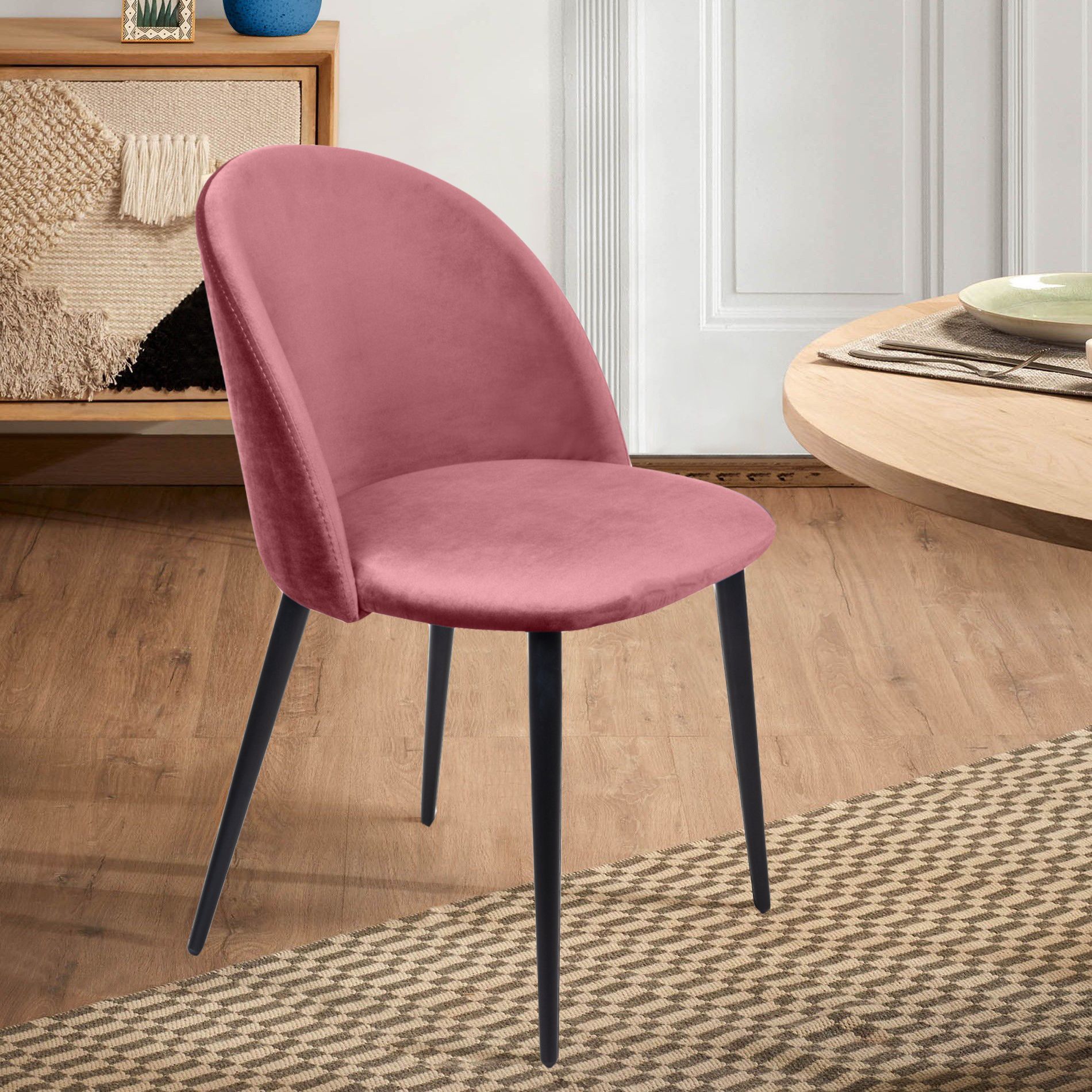 Стул Томас, бархат пудровый 15