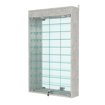 Витрина настенная с регулировочными полками №2-8А-РЕГ с зеркалом и с подсветкой, Метрополитан Грей