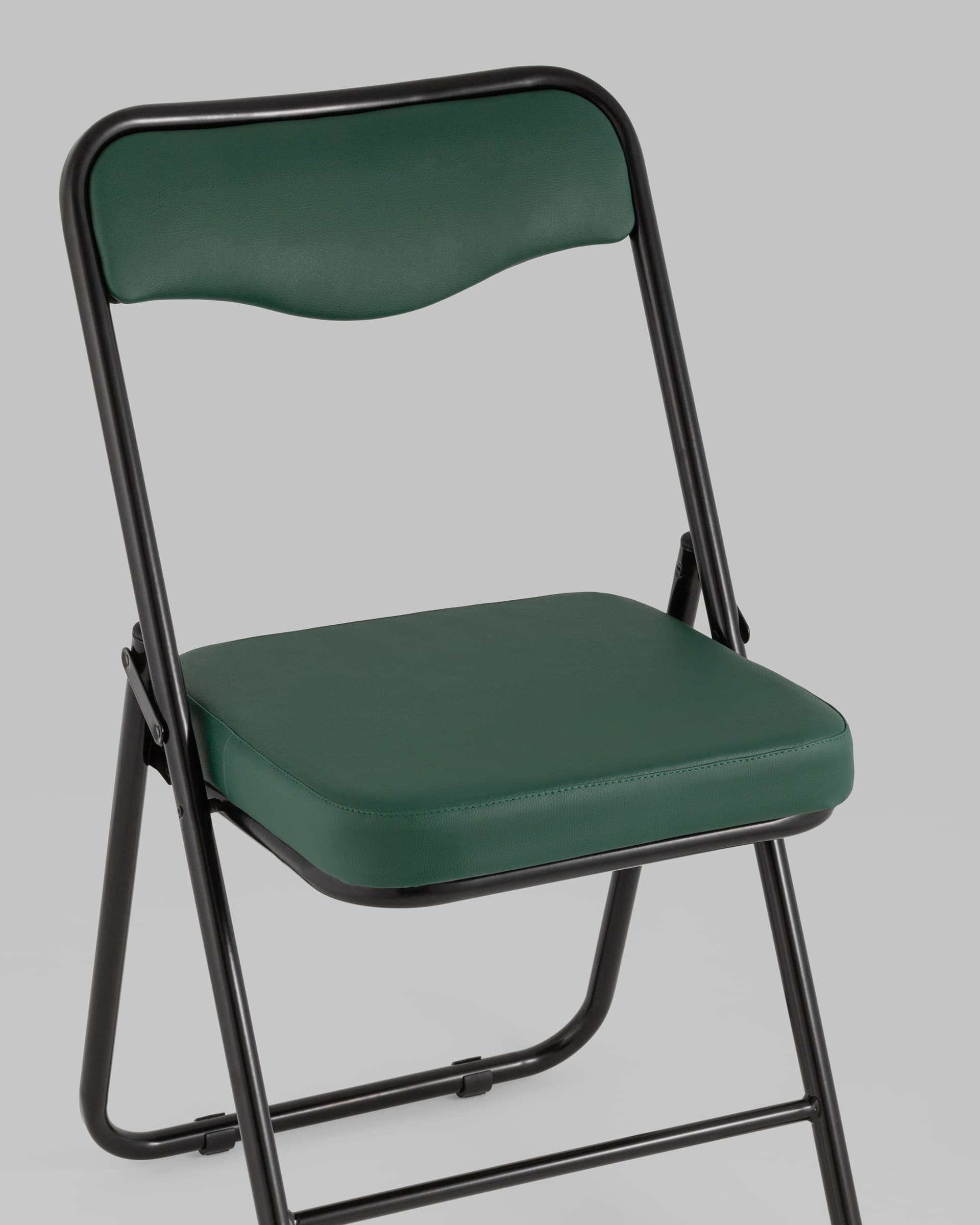Складной стул Джонни экокожа зелёный каркас черный матовый