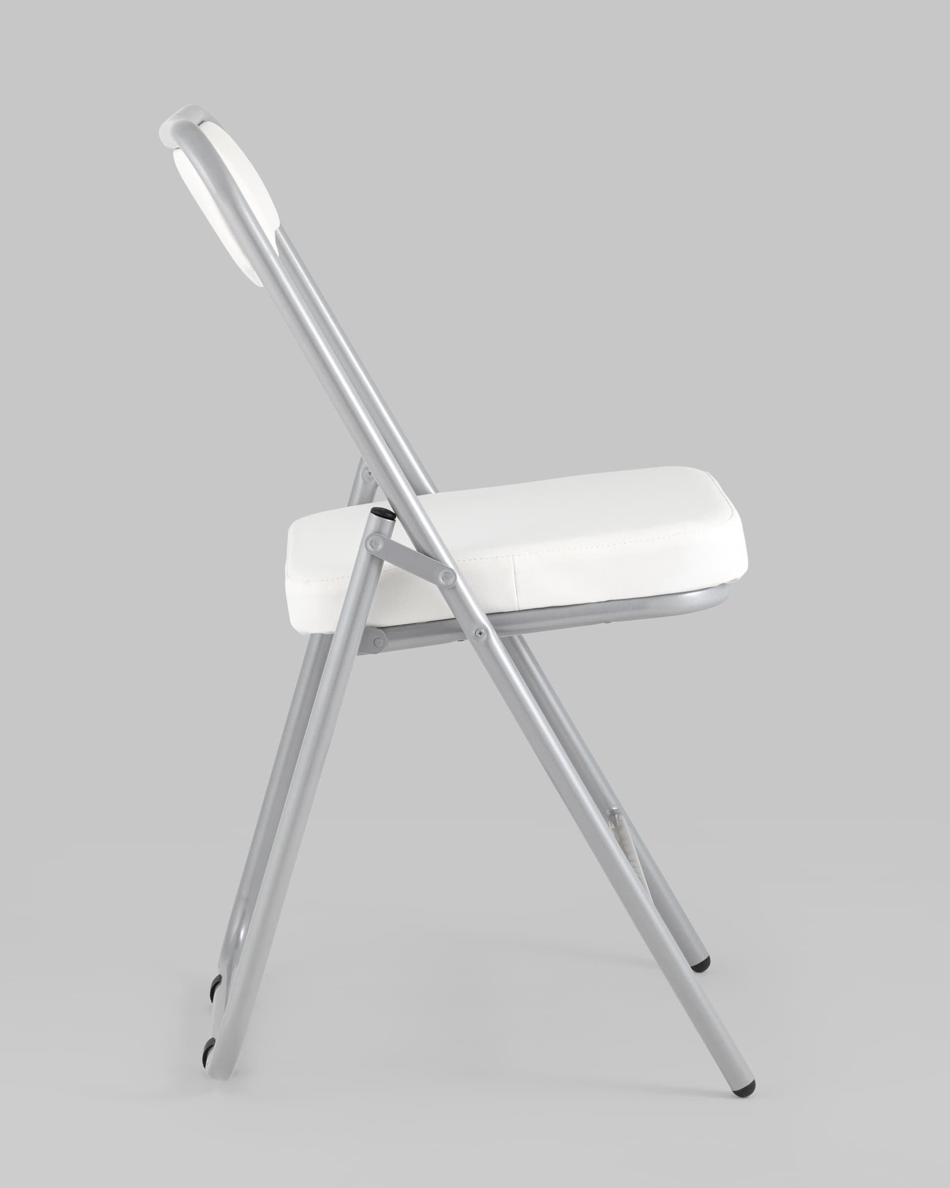 Складной стул Джонни экокожа белый каркас металлик