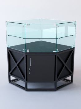 Прилавок угловой "ЛОФТ СТИЛЬ" №104 пятигранный (с дверками), Черный