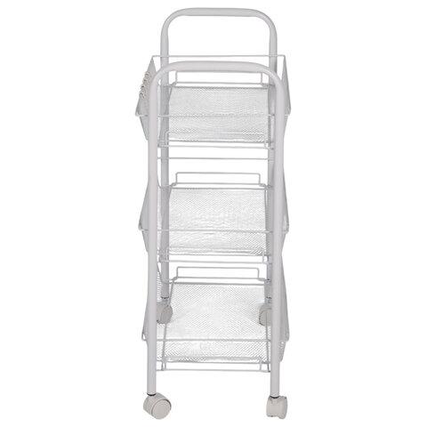 Этажерка (тележка) BOOMHOUSE (БУМХАУС) RC-003 3 яруса, на колесах, В62,5хШ42,5хГ25,5 см, металл, белая, 701456