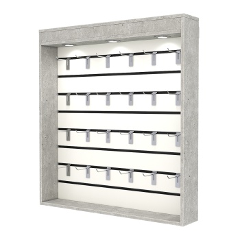 Витрина настенная №4-2В с экономпанелью, без полок, с подсветкой, Метрополитан Грей