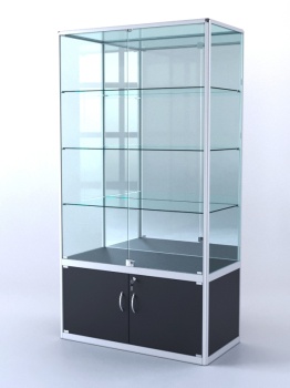 Витрина "ПРЯМОУГОЛЬНАЯ" №2-500-3 (задняя стенка - зеркало), Черный