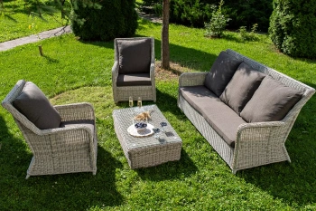 "Гляссе" лаунж-зона из искусственного ротанга, цвет бежевыйцвет Бежевый