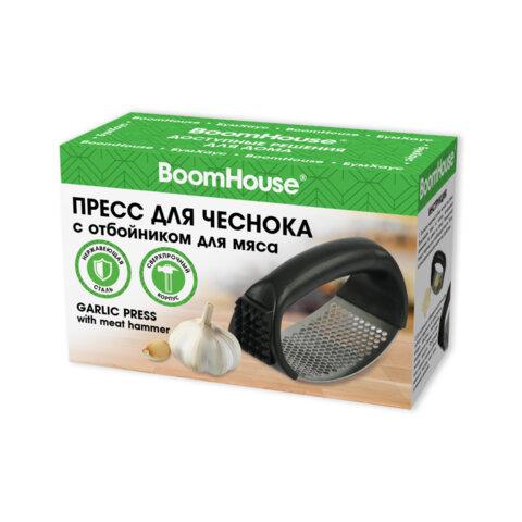 Пресс для чеснока с отбойником для мяса, нержавеющая сталь, черный, BOOMHOUSE (БУМХАУС), 702094
