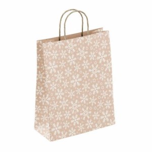 Крафт пакет бумажный Снежинка 22х12х25см с кручеными ручками, плотность 80 гр/м2, 115, 115465