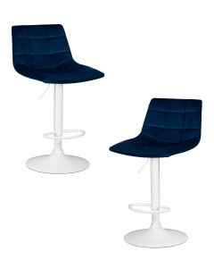 Набор 2 шт Стул барный DOBRIN TAILOR WHITE, синий велюр (MJ9-117)
