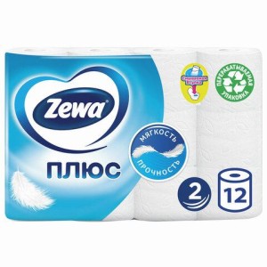 Бумага туалетная ZEMMA/ZEWA Plus, 2-слойная, спайка 12 шт. х 23 м, белая, 1440901
