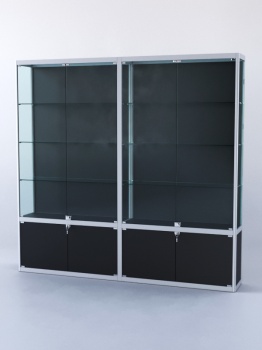 Витрина "ПРЯМОУГОЛЬНАЯ" №2-2м-300-1 (задняя стенка - ДВП), Черный
