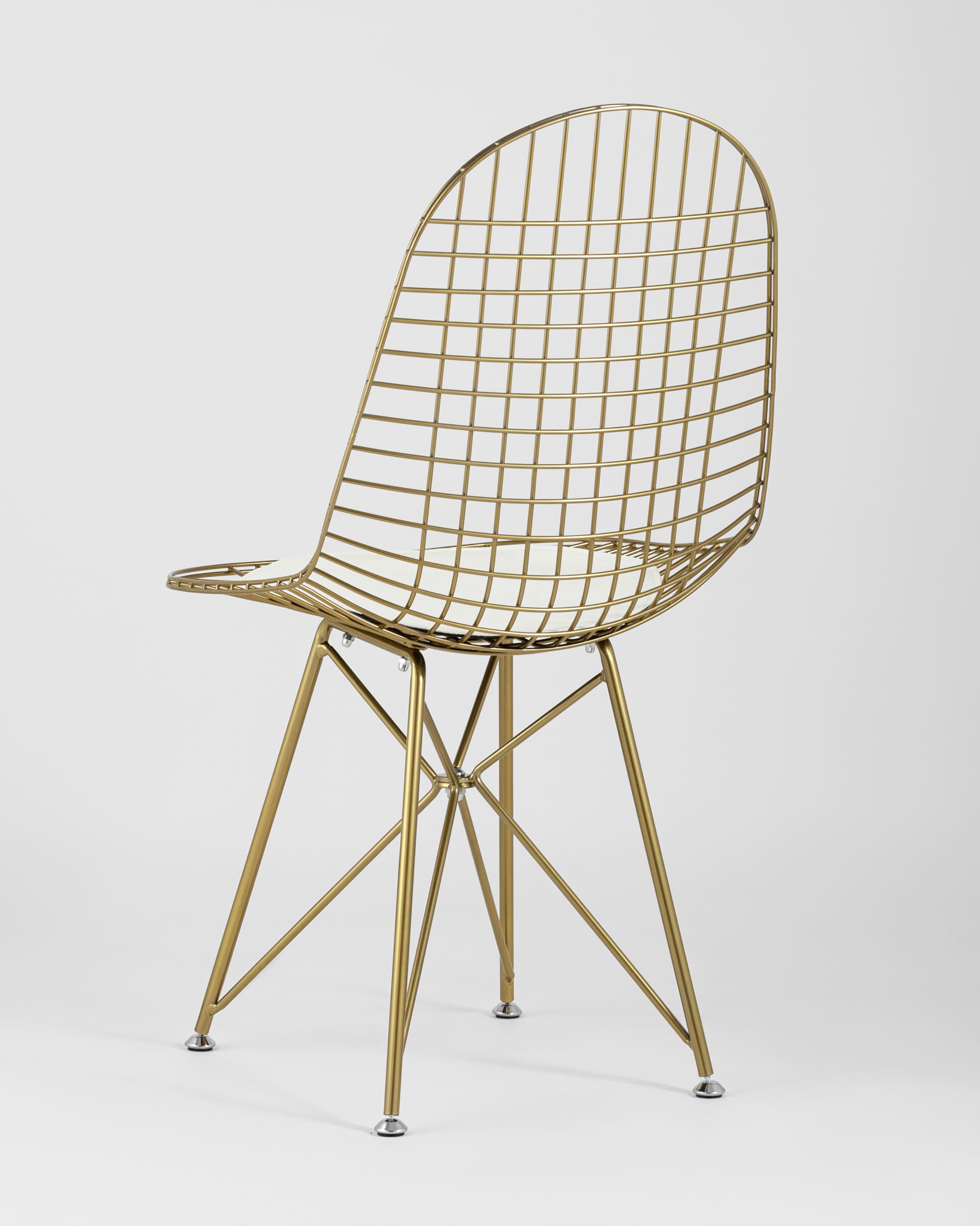 Стул обеденный Eiffel золотой с белой подушкой