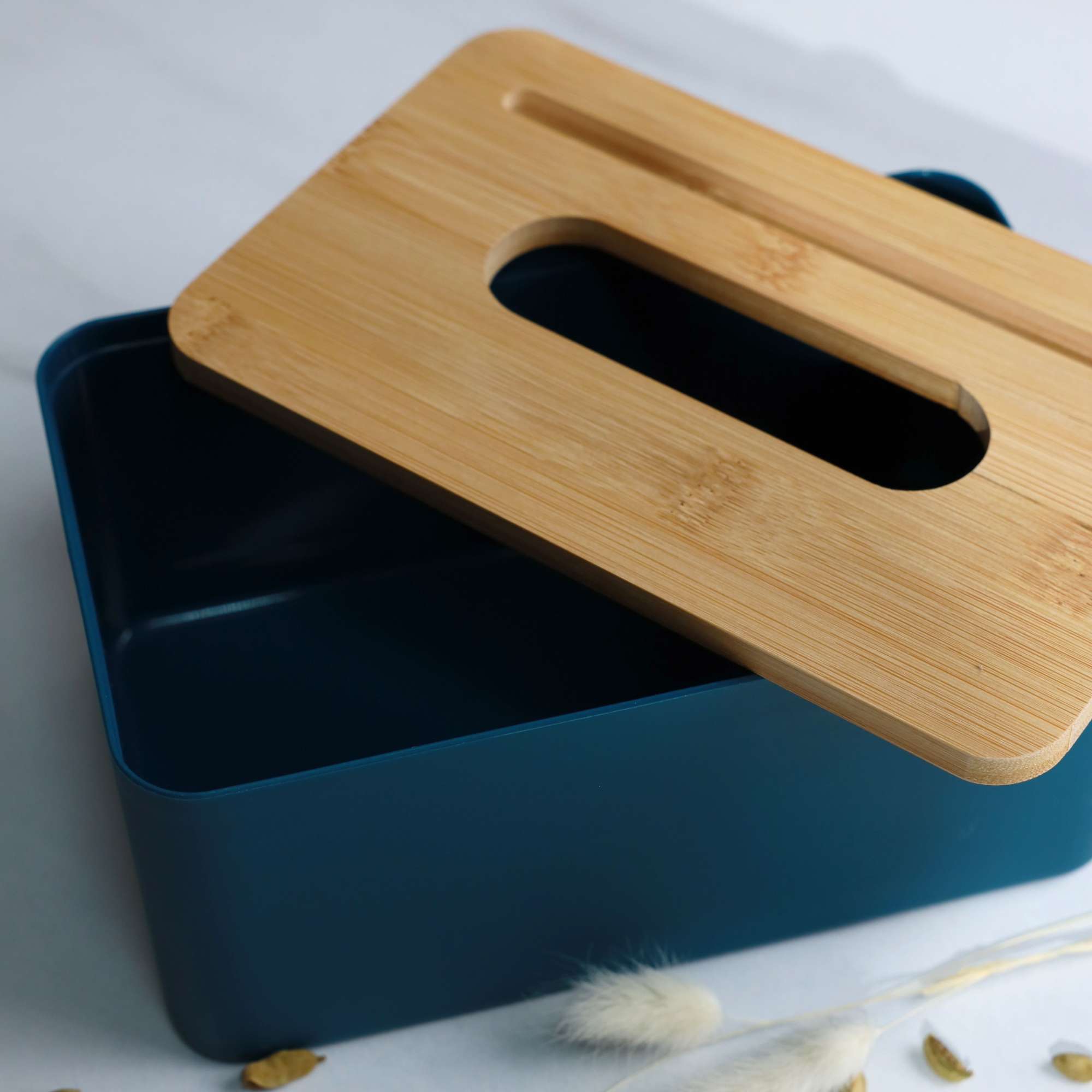 Салфетница BAIL, темно-синий+бамбук, 21*13*10см