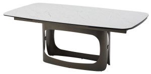 Стол ЛУССО (LUSSO) 200 БЕЛЫЙ МРАМОР TL-326, испанская керамика / Теплый графит каркас, ®DISAUR