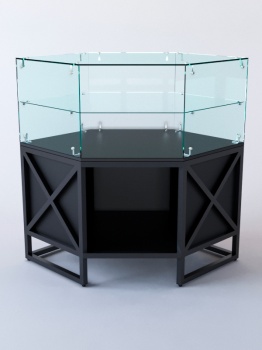 Прилавок угловой "ЛОФТ СТИЛЬ" №17 шестигранный (без дверок), Черный