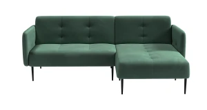 Монако диван-кровать с шезлонгом, с подлокотниками, бархат зеленый 19