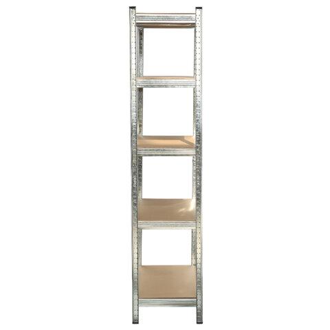 Стеллаж металлический BOOMHOUSE (БУМХАУС) безболтовой, 1800x900x400 мм, 5 полок МДФ, нагрузка на стеллаж до 875 кг, серебристый, 291412