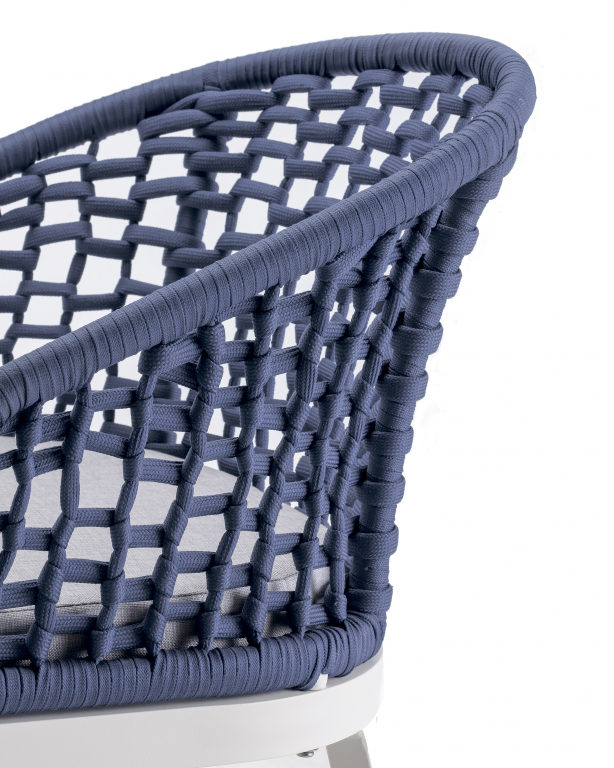 Кресло плетеное с подушкой Kos белый, синий, светло-серый