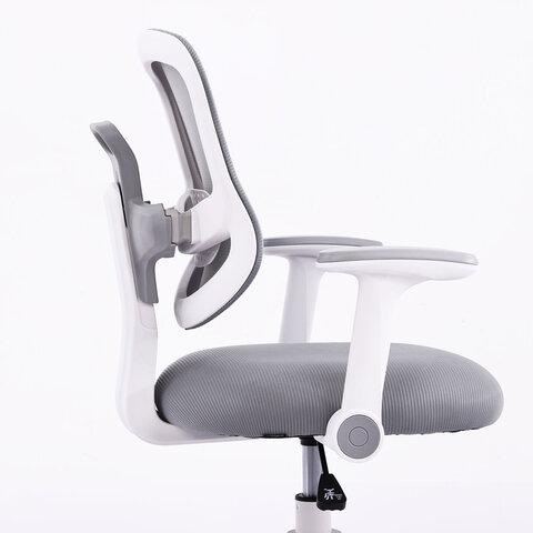 Кресло детское с подставкой для ног BRABIX KIDS "MG-215", сетка/ткань TW, серое, 533313