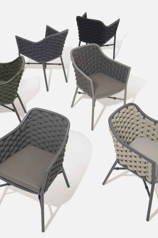 Кресло плетеное с подушкой Panama черный, темно-серый, черный