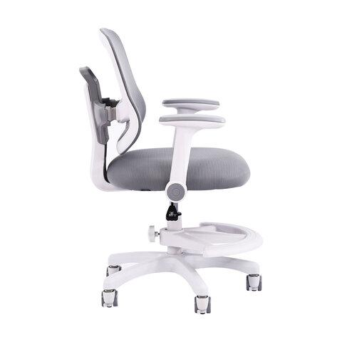 Кресло детское с подставкой для ног BRABIX KIDS "MG-215", сетка/ткань TW, серое, 533313